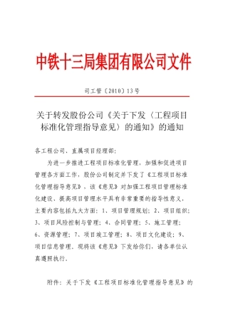项目标准化管理意见