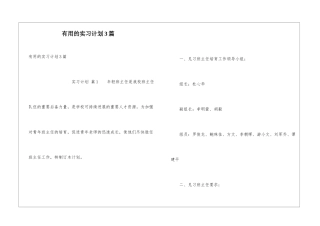 实用的实习计划3篇