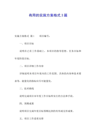 实用的实施方案格式3篇
