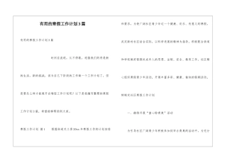 实用的寒假工作计划3篇