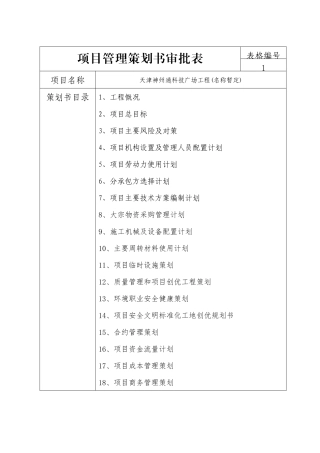 项目策划书样板