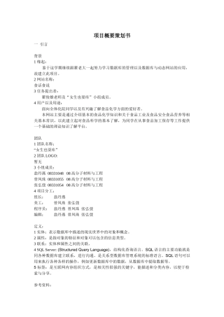 项目概要策划书