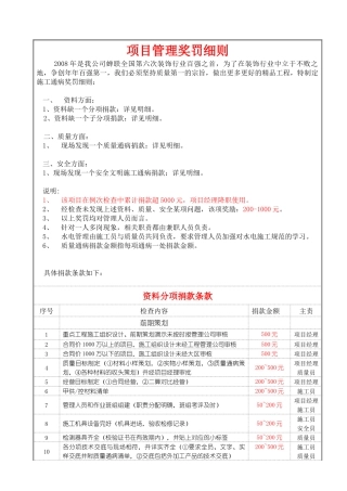 项目管理奖罚细则(发布版)(1)