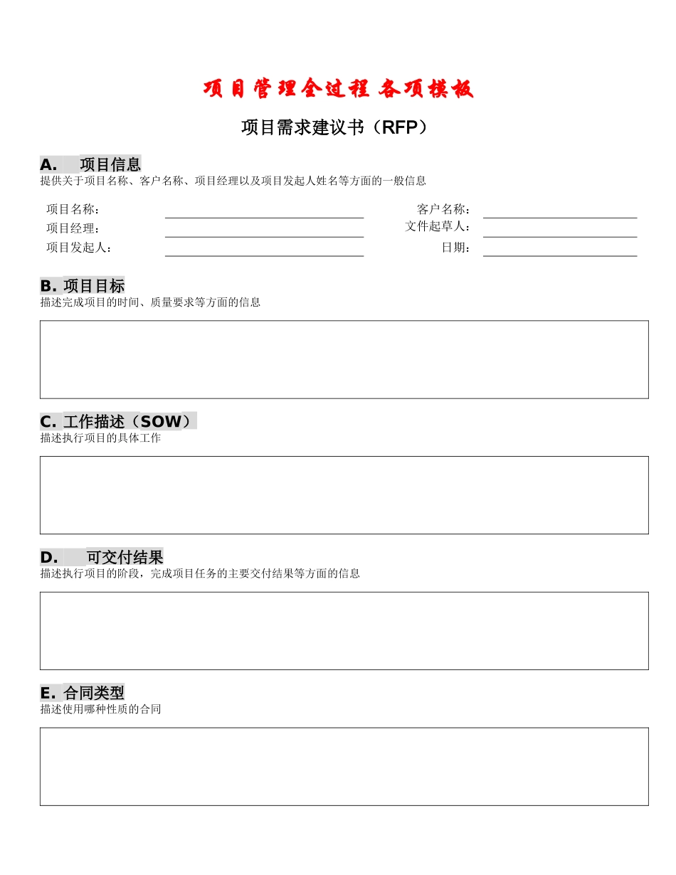 项目管理全过程(所有环节)WORD模板_第1页