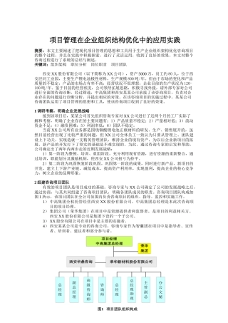 项目管理在企业组织结构优化中的应用实践