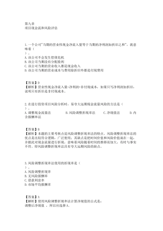 项目现金流和风险评估