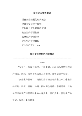 项目安全管理概述