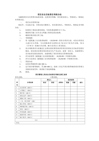 项目安全目标责任考核办法