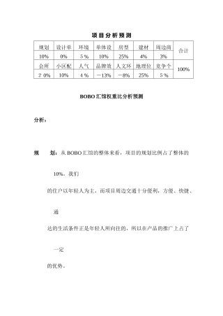 项目分析预测