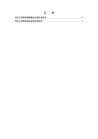 项目公司财务部岗位说明书
