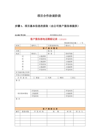 项目合作洽谈阶段（步骤与表格）
