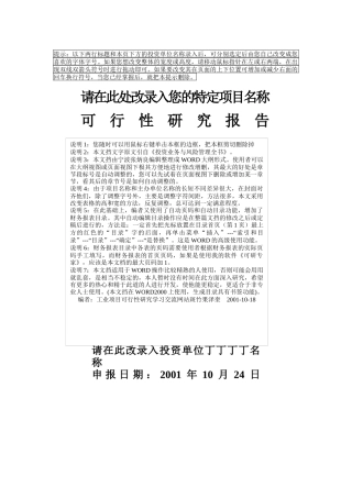 项目可行性研究报告文字模板(doc 49页)1