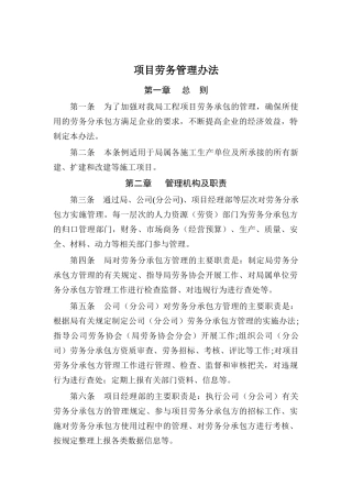 项目劳务管理办法