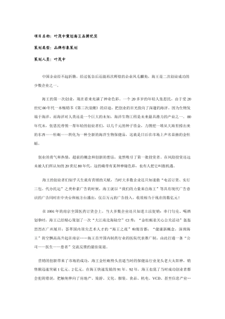 项目名称：叶茂中策划海王品牌纪实