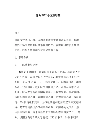 青岛某地区市场策划方案