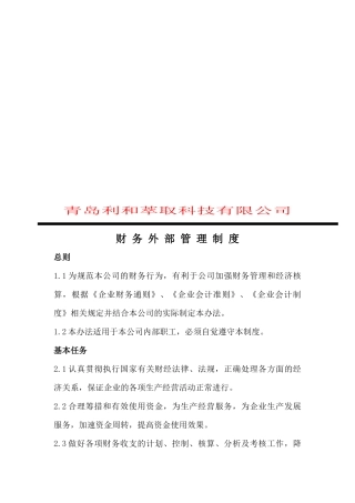 青岛某公司财务外部管理制度