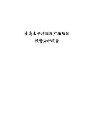 青岛某国际广场项目投资分析总结