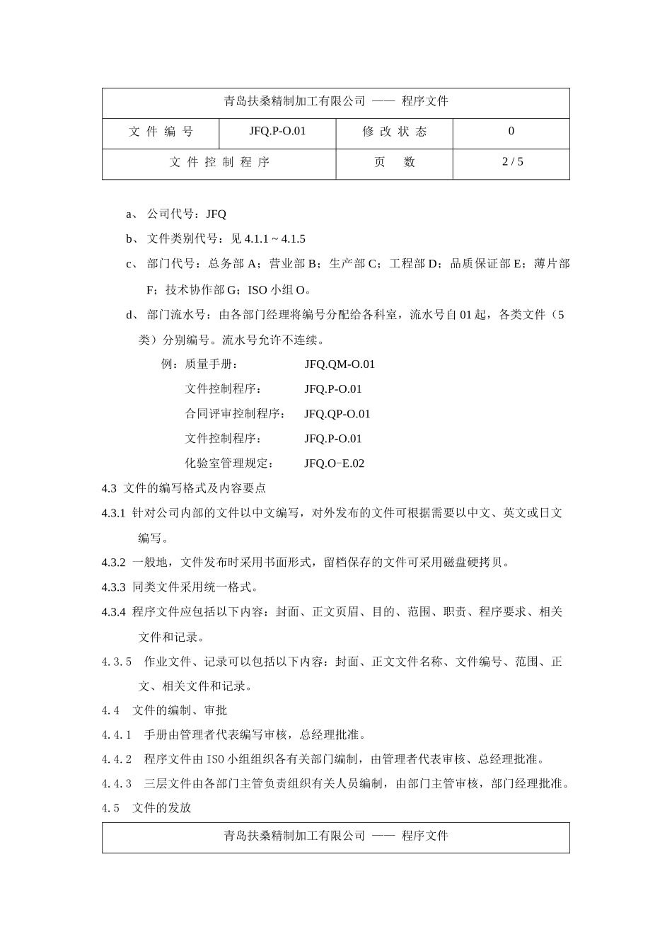 青岛某精制加工有限公司文件控制程序_第2页