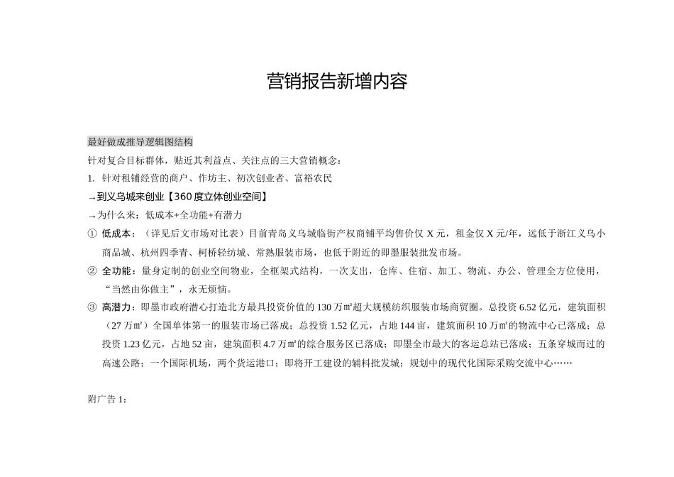 青岛义乌城20万平米批发市场项目营销卖点提炼_第1页