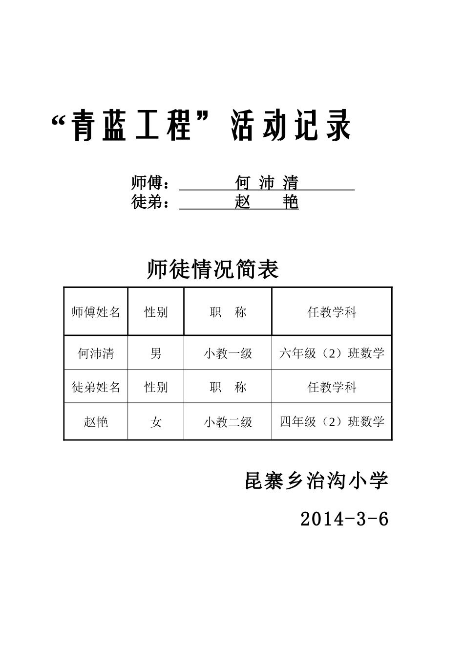 青蓝工程记录册_第1页