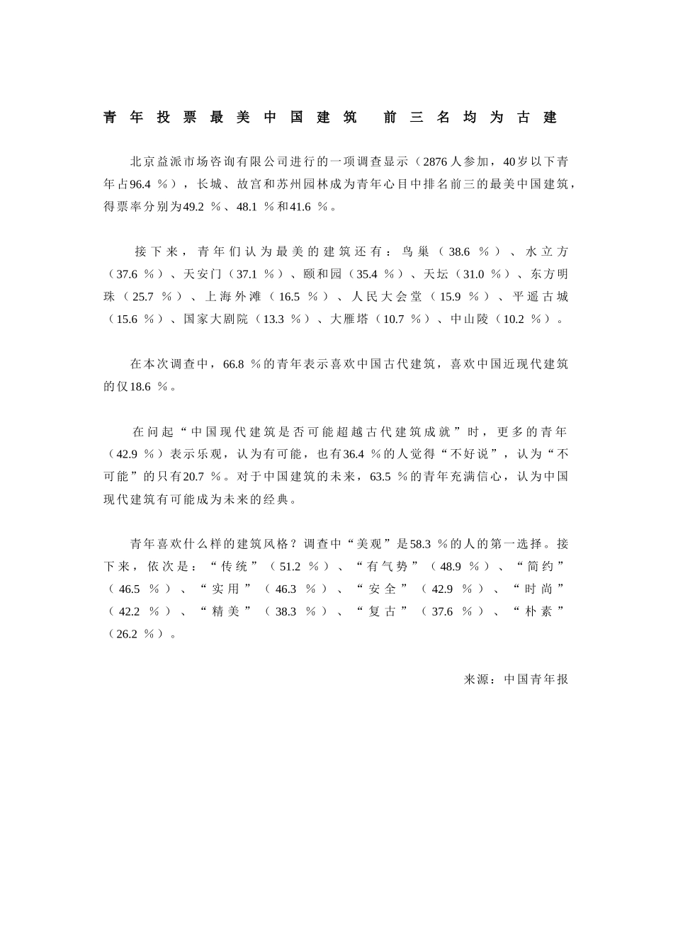 青年投票最美中国建筑前三名均为古建_第1页