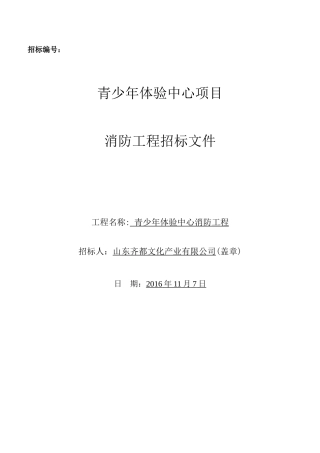 青少年体验中心项目消防工程招标文件