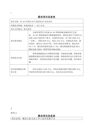 需求项目信息表