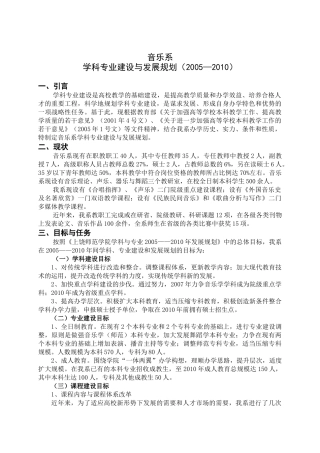 音乐系学科专业建设与发展规划