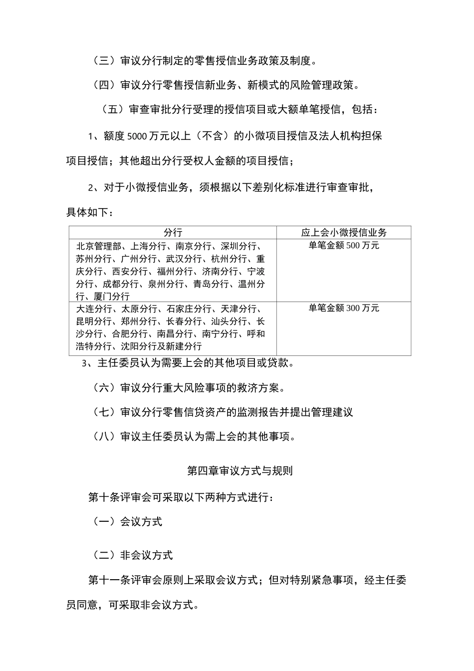 中国民生银行零售授信评审委员会工作制度概要_第3页