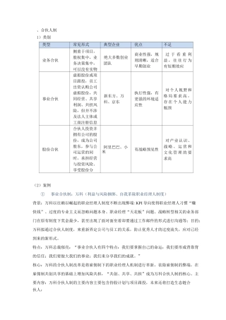 股权、合伙人制度介绍及案例报告