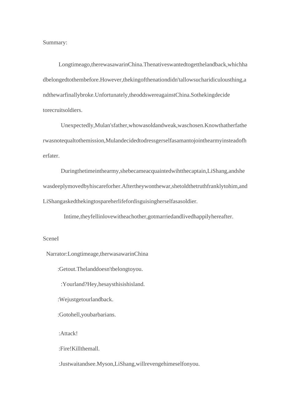 英语话剧剧本花木兰_第1页