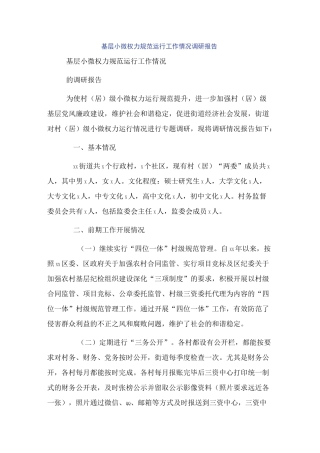基层小微权力规范运行工作情况调研报告