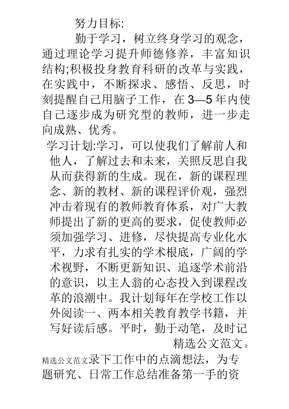 语文教师个人发展计划_第2页