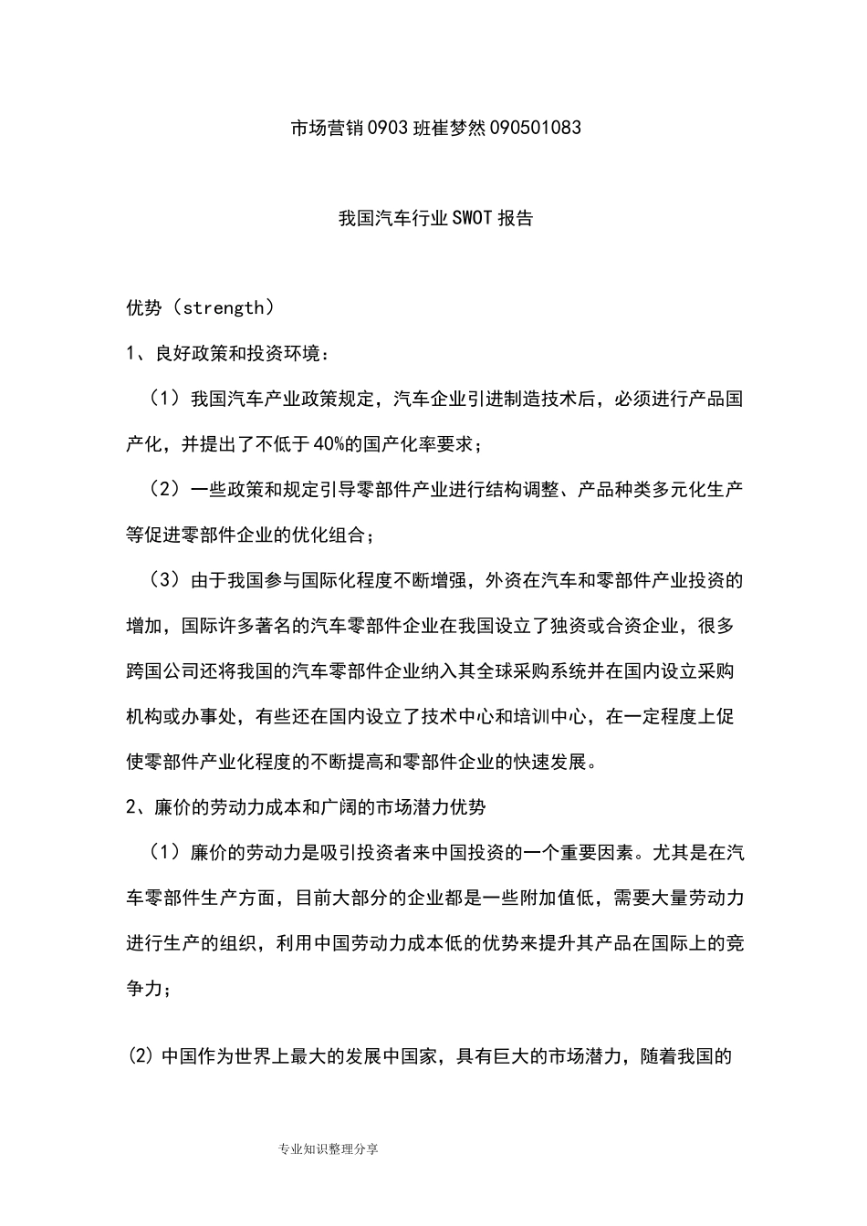 汽车行业swotstp报告_第1页