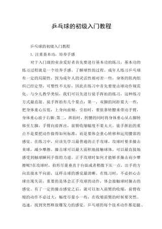 乒乓球的初级入门教程