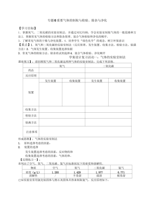 初中化学专题 《重要气体的制取与检验除杂与净化》