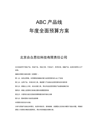 年度预算产品线预算方案模版
