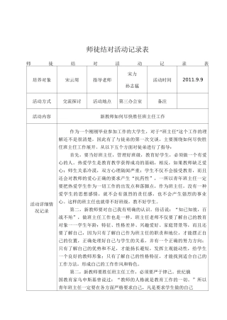 原龙完小师徒结对活动记录表.--徒弟