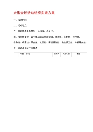 大型会议活动组织实施方案