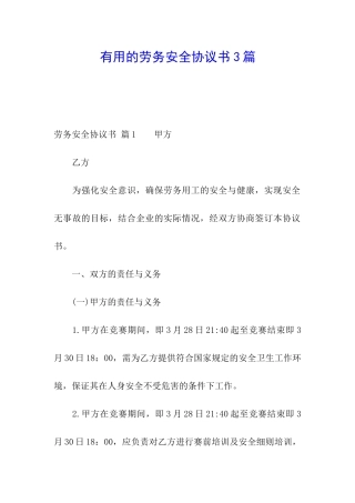实用的劳务安全协议书3篇