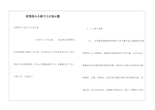 实用的小小班个人计划4篇