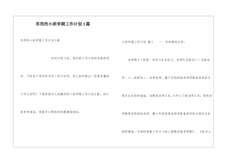 实用的小班学期工作计划3篇