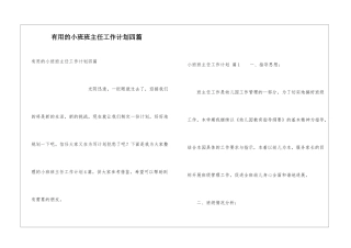 实用的小班班主任工作计划四篇