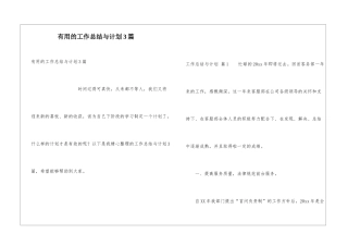 实用的工作总结与计划3篇
