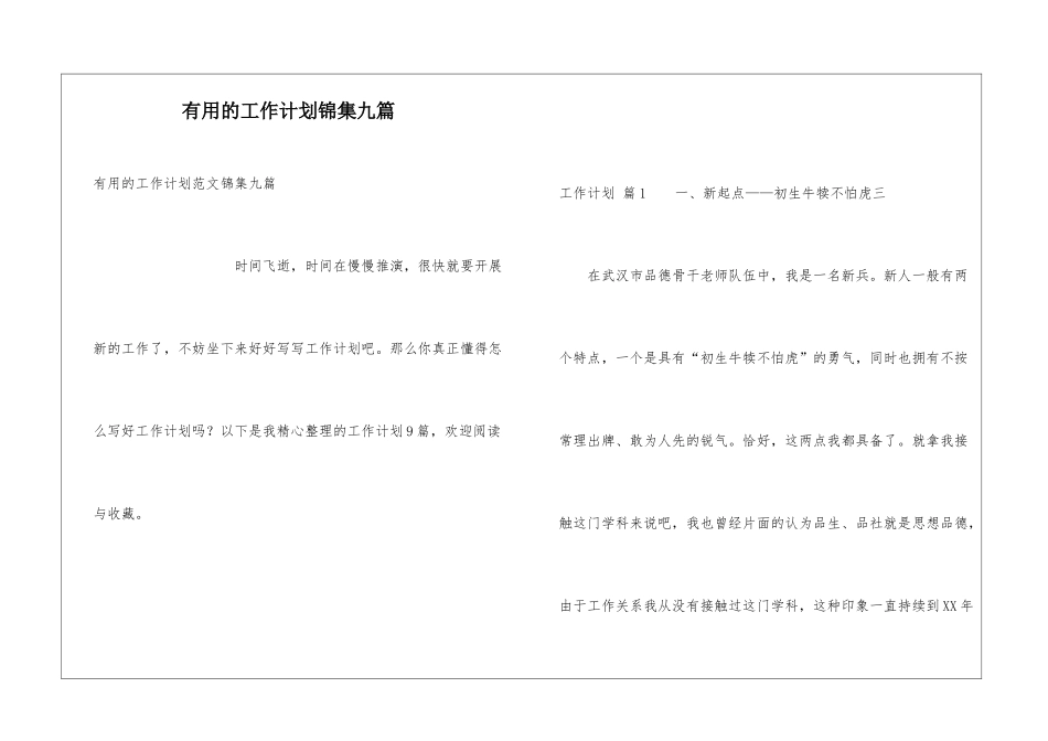 实用的工作计划锦集九篇_第1页