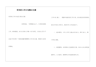 实用的工作计划集合五篇