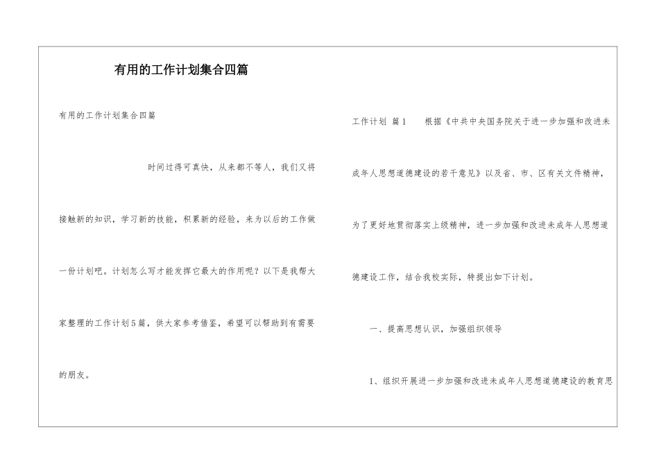 实用的工作计划集合四篇_第1页