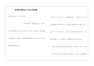 实用的年度会计工作计划四篇