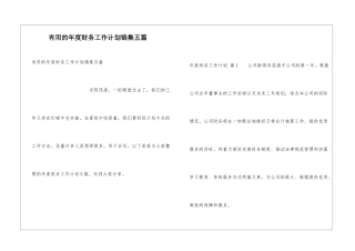 实用的年度财务工作计划锦集五篇