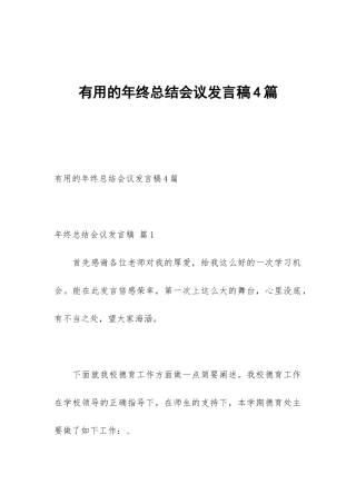 实用的年终总结会议发言稿4篇